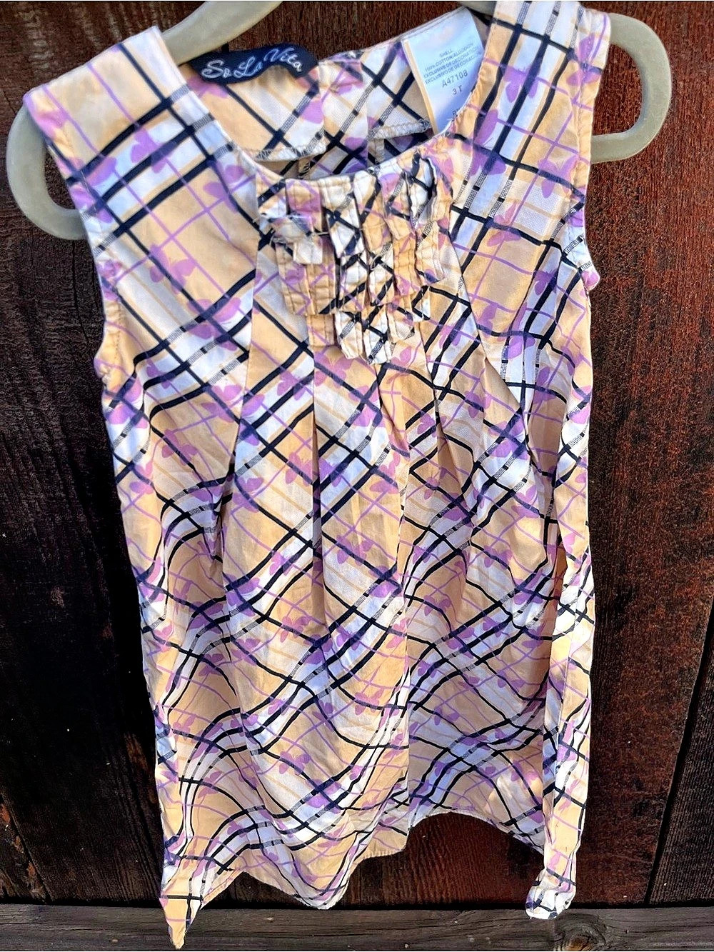 S&L Vita Plaid Sleeveless Dress in Pink & Purple Size 4T